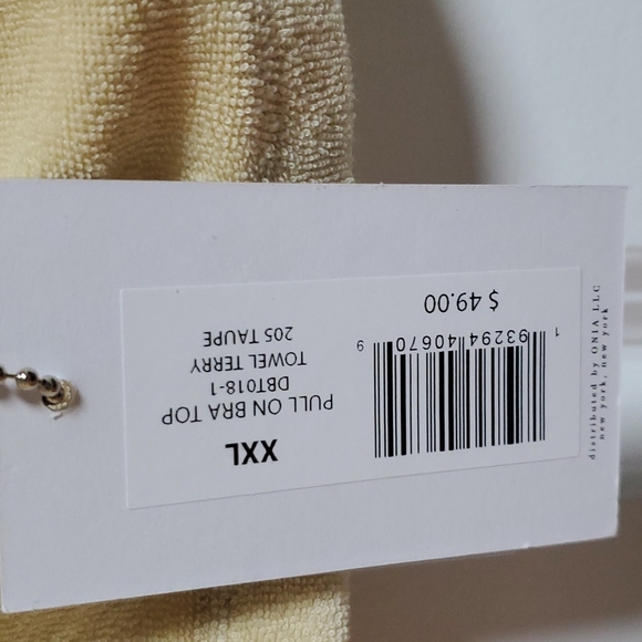 SALE - NWT Women's Danielle Bernstein Pull On Towel Terry Bra Top Taupe XXL - Picture 6 of 8